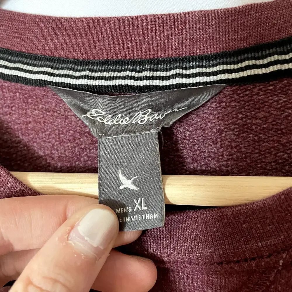 Eddie Bauer men's burgundy crewneck pullover sweater size XL cotton blend